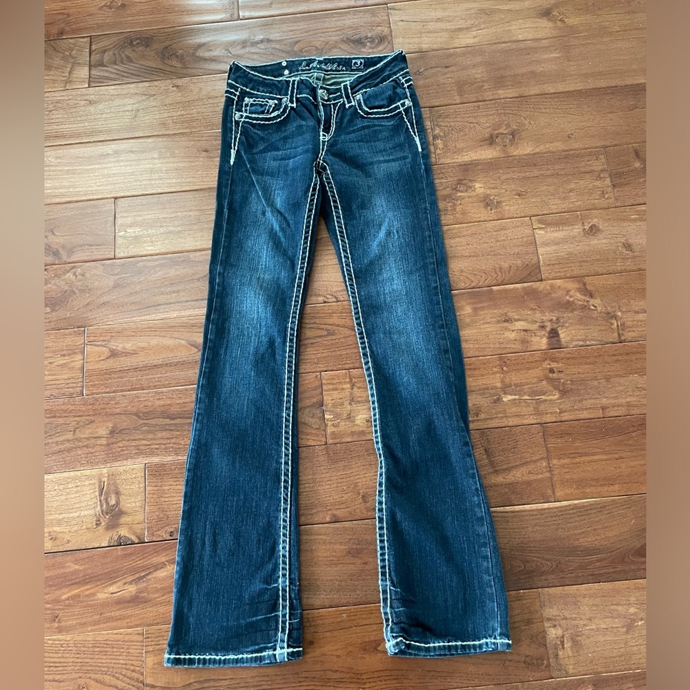 LA Idol White Stitch Bootcut Jeans